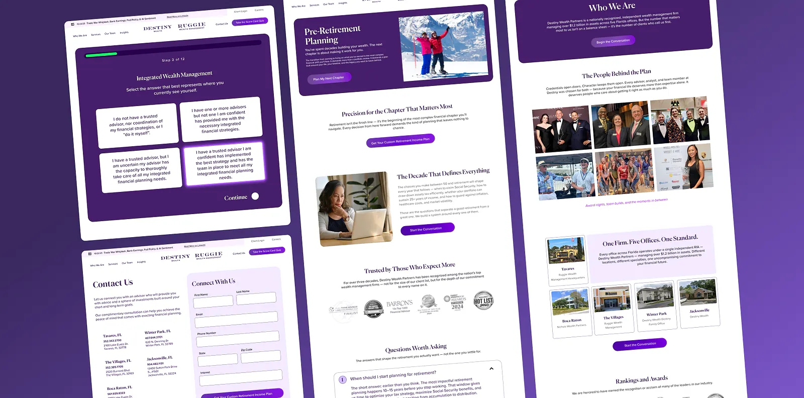 Destiny Wealth digital platform interface showing advisor-led growth experience