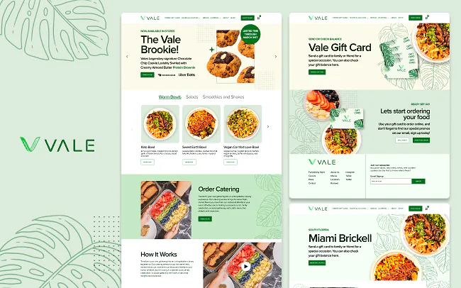 VALE restaurant digital ecosystem showing online ordering, catering, and loyalty platform